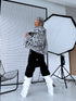 "CHRISTY FL209" faux fur jacket - black with white